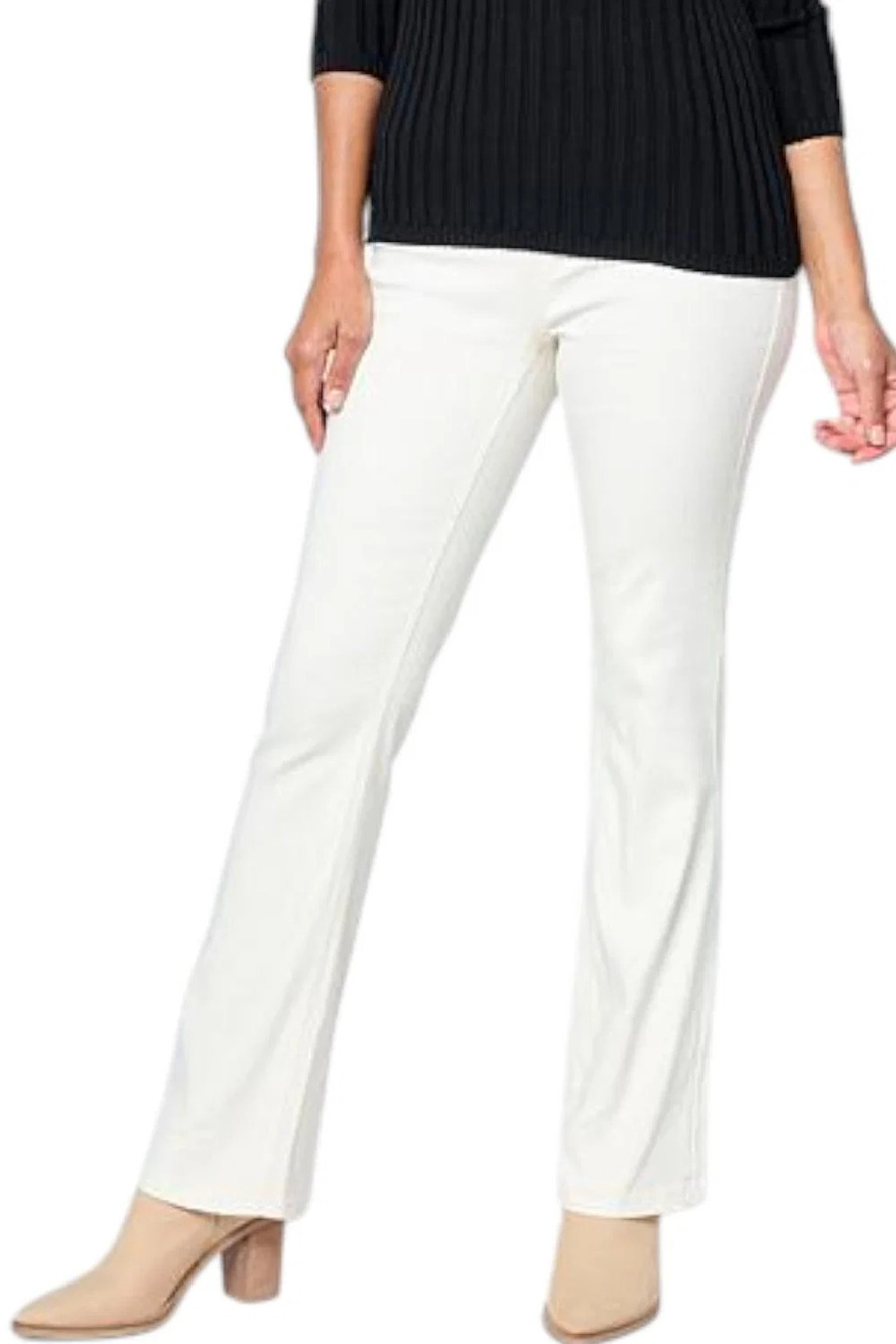 DG2 by Diane Gilman Women's Virtual Stretch Denim Bootcut Jean White - Petites